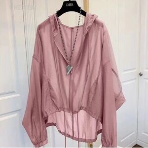 Jackets Women Hooded Summer Sun-proof Zipper.  Thin Loose See Through